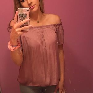 mauve off the shoulder top